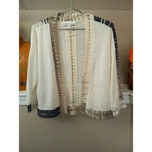 Curio Womens Crochet Long Sleeve Open Cardigan‎  Sweater Size L